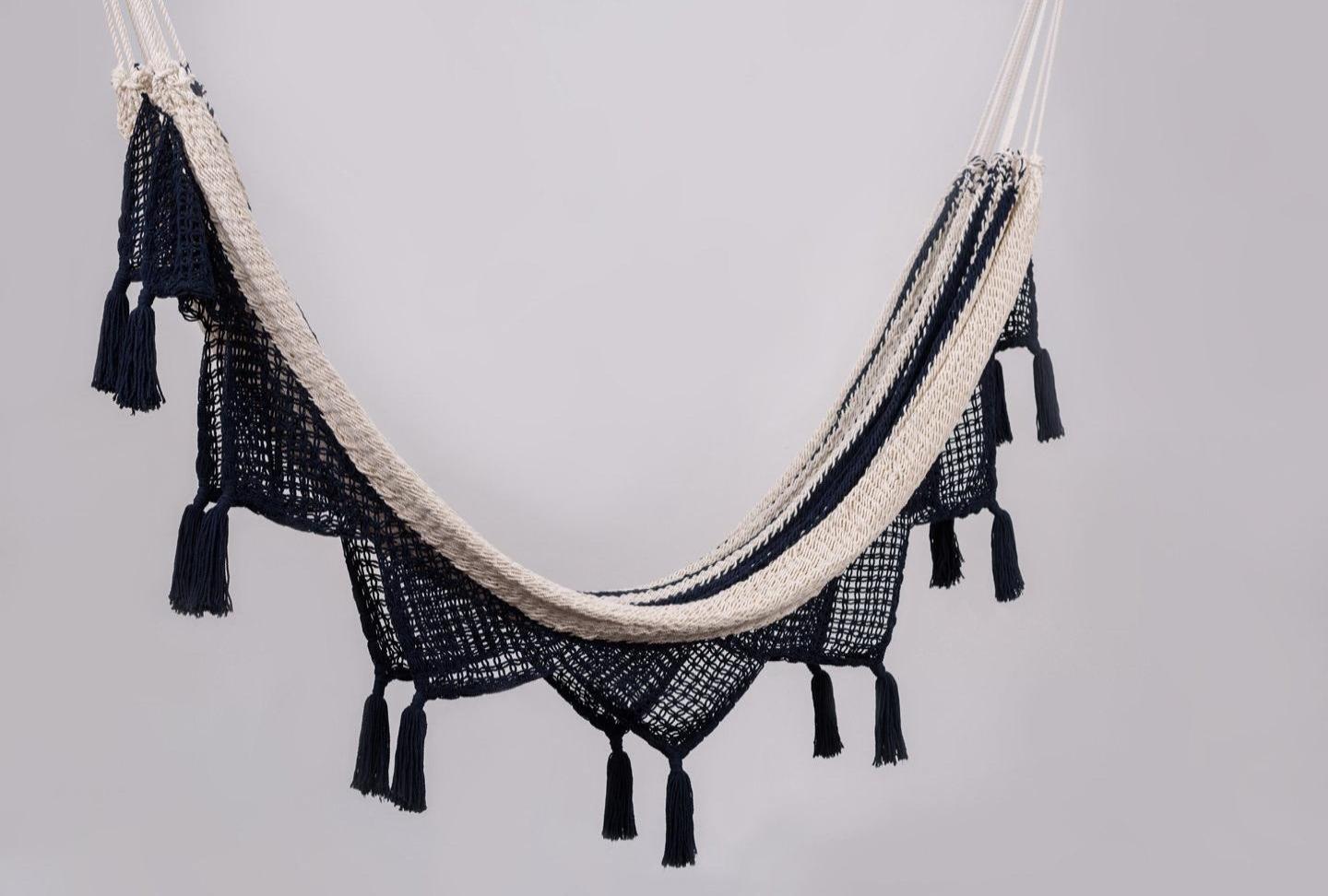 Colonial Navy Blue Cotton Hammock With Tassels