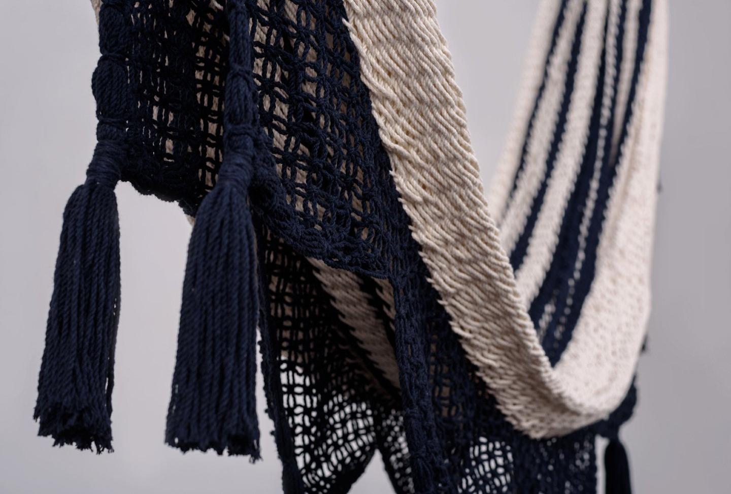 Colonial Navy Blue Cotton Hammock With Tassels