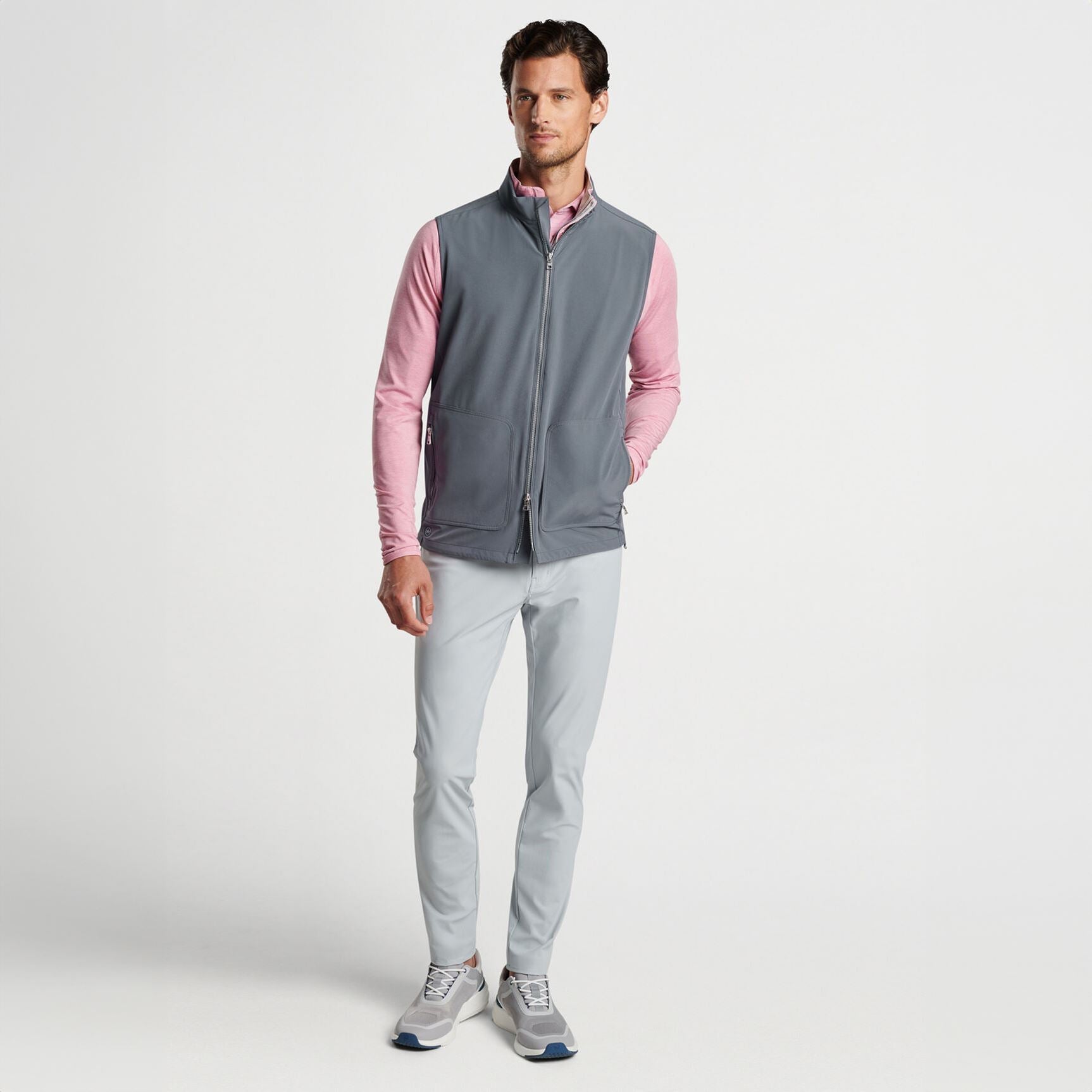 Contour Tailored Fit Full Zip Gilet Iron Grey - SS24