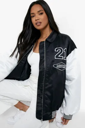 Contrast Sleeve Varsity Jacket