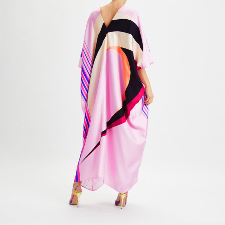 Cotton Candy Pink Silk Geometric Kaftan BELT007