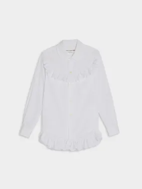 Cotton Ruffled Broad Shirt, White