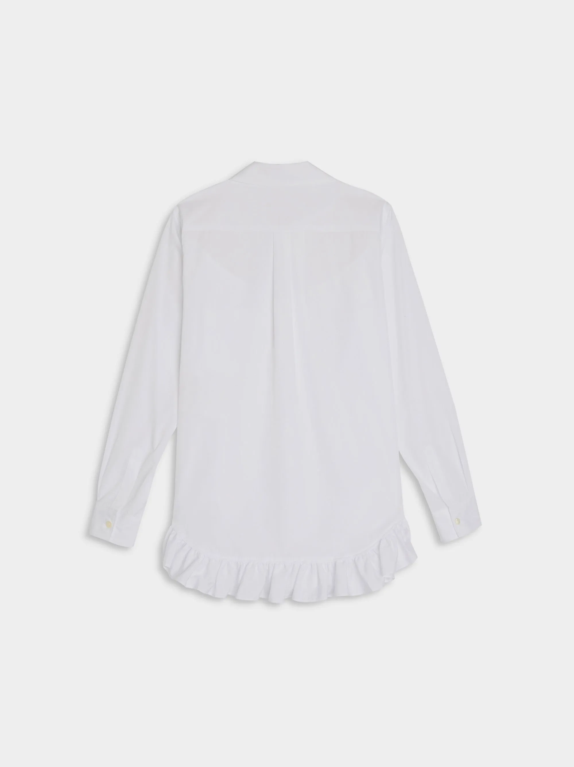 Cotton Ruffled Broad Shirt, White