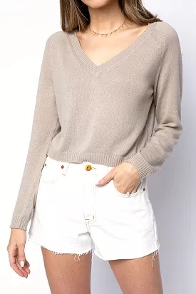 Cotton Silk Cashmere Sweater in Wheat