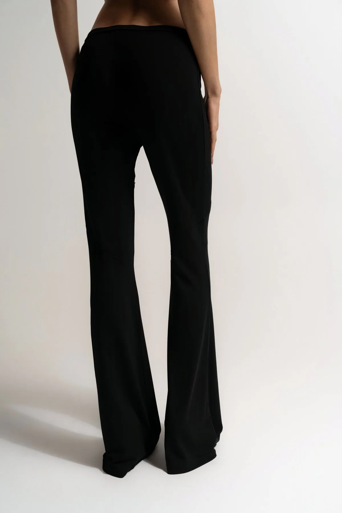 COURRGES | ELLIPSE ZIPPED CREPE JERSEY BOOTCUT PANTS