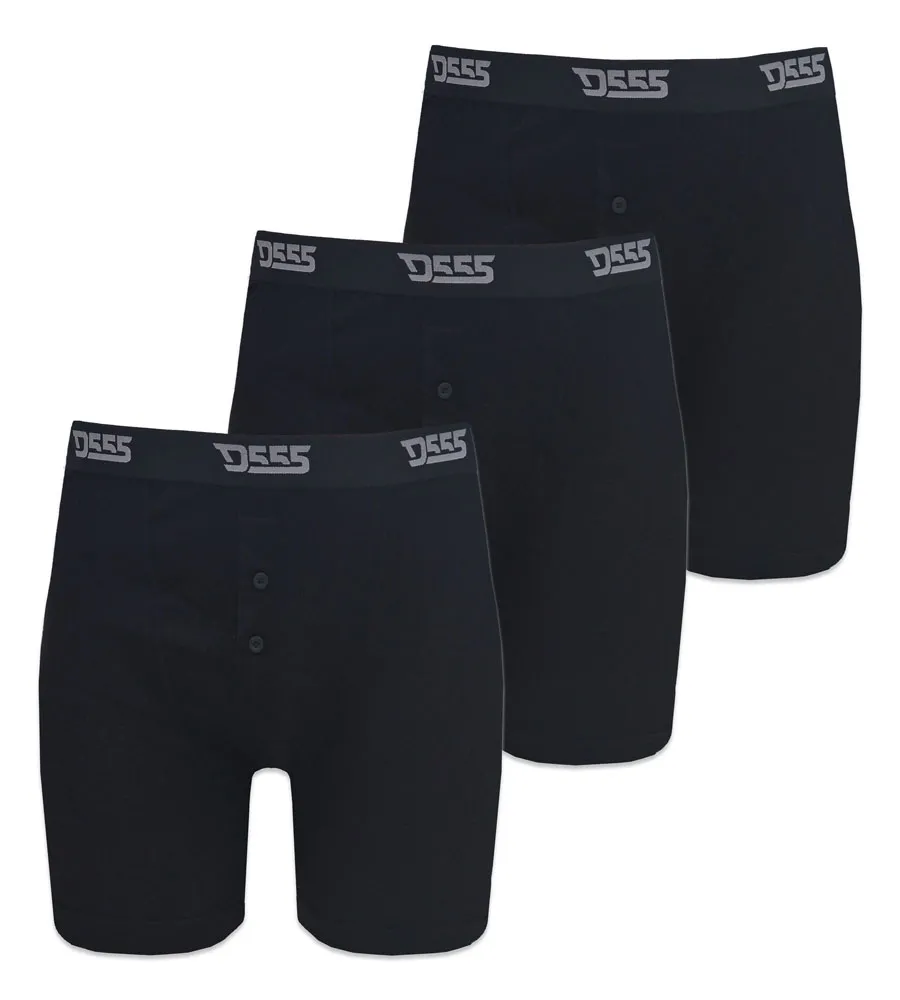 D555 Big Mens Black Cotton Boxer Shorts Pack of Three (DRIVER 2)