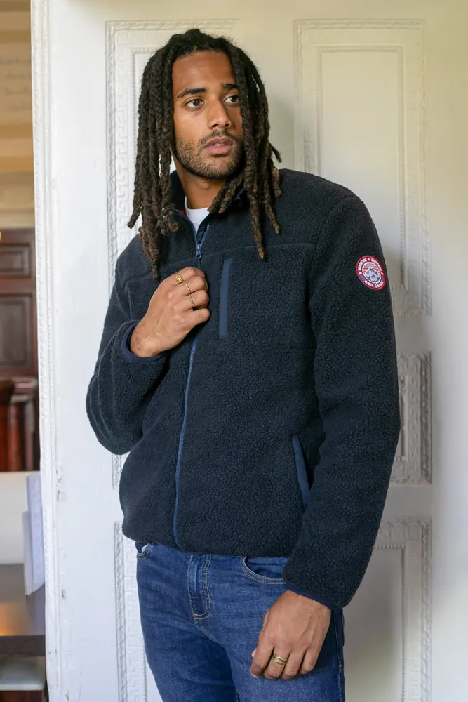 D555 Mens Navy Sweatshirt With Quarter Zip and Quilted Top Panel (SWANN)