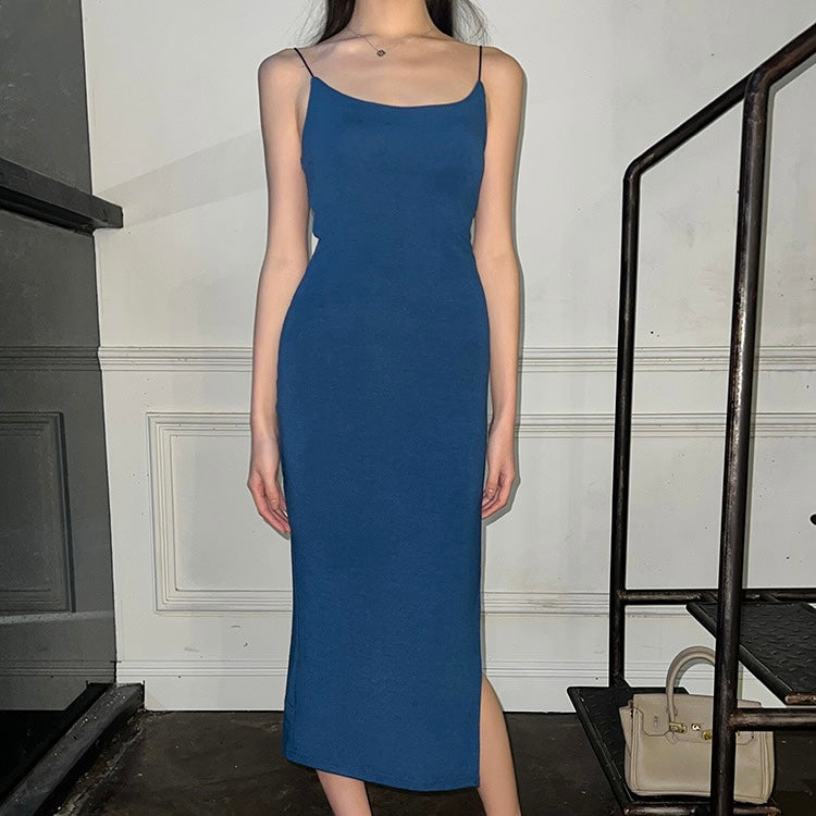 Deep Blue Slit Dress