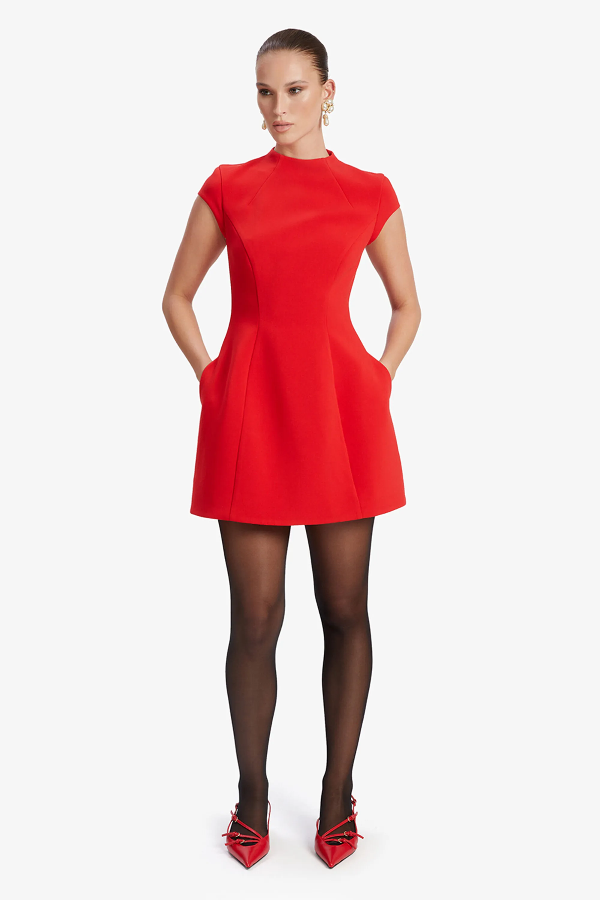 delphi hourglass mini dress in deep red