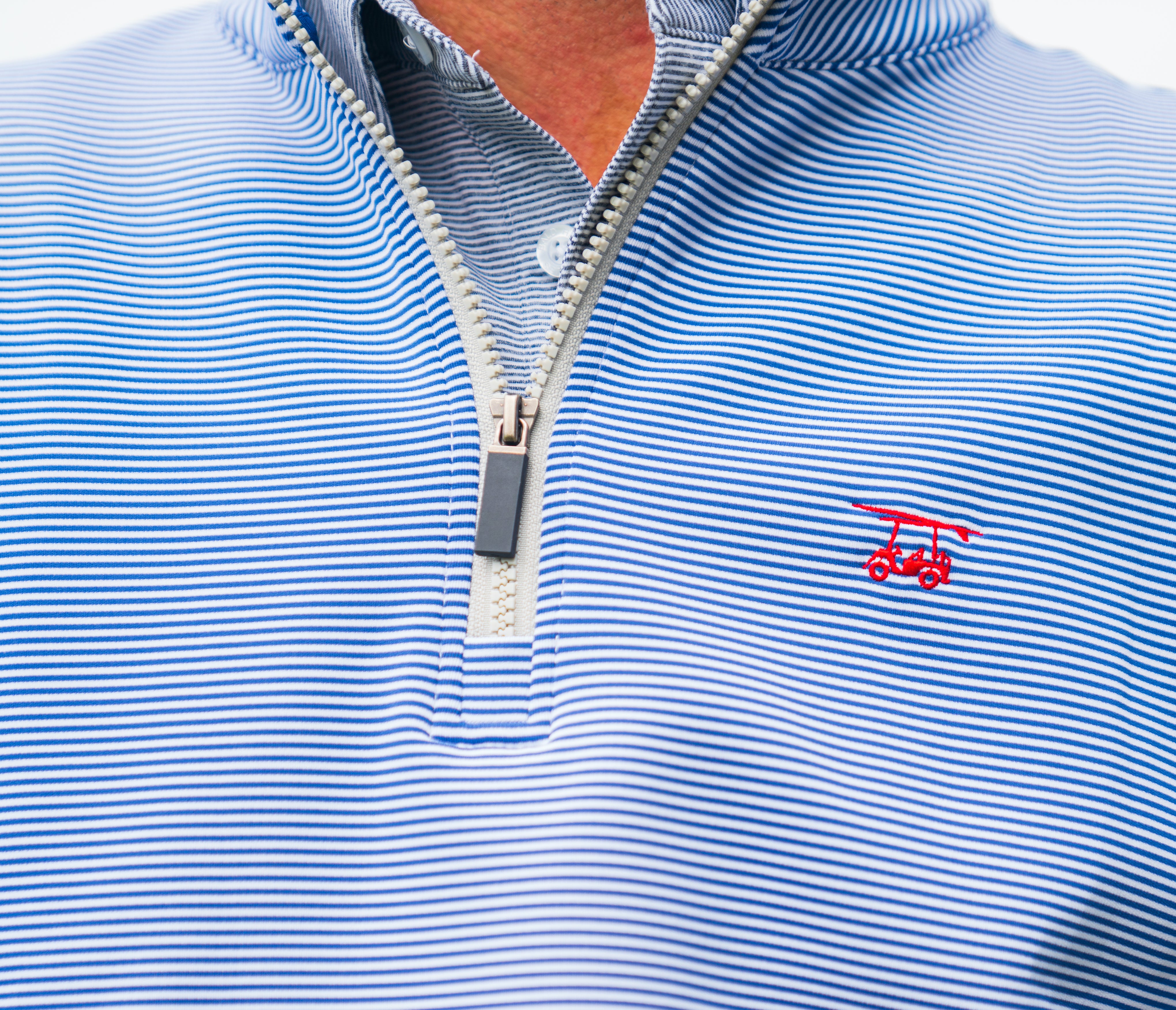 Dogwood Quarter Zip - Royal/White Microstripe