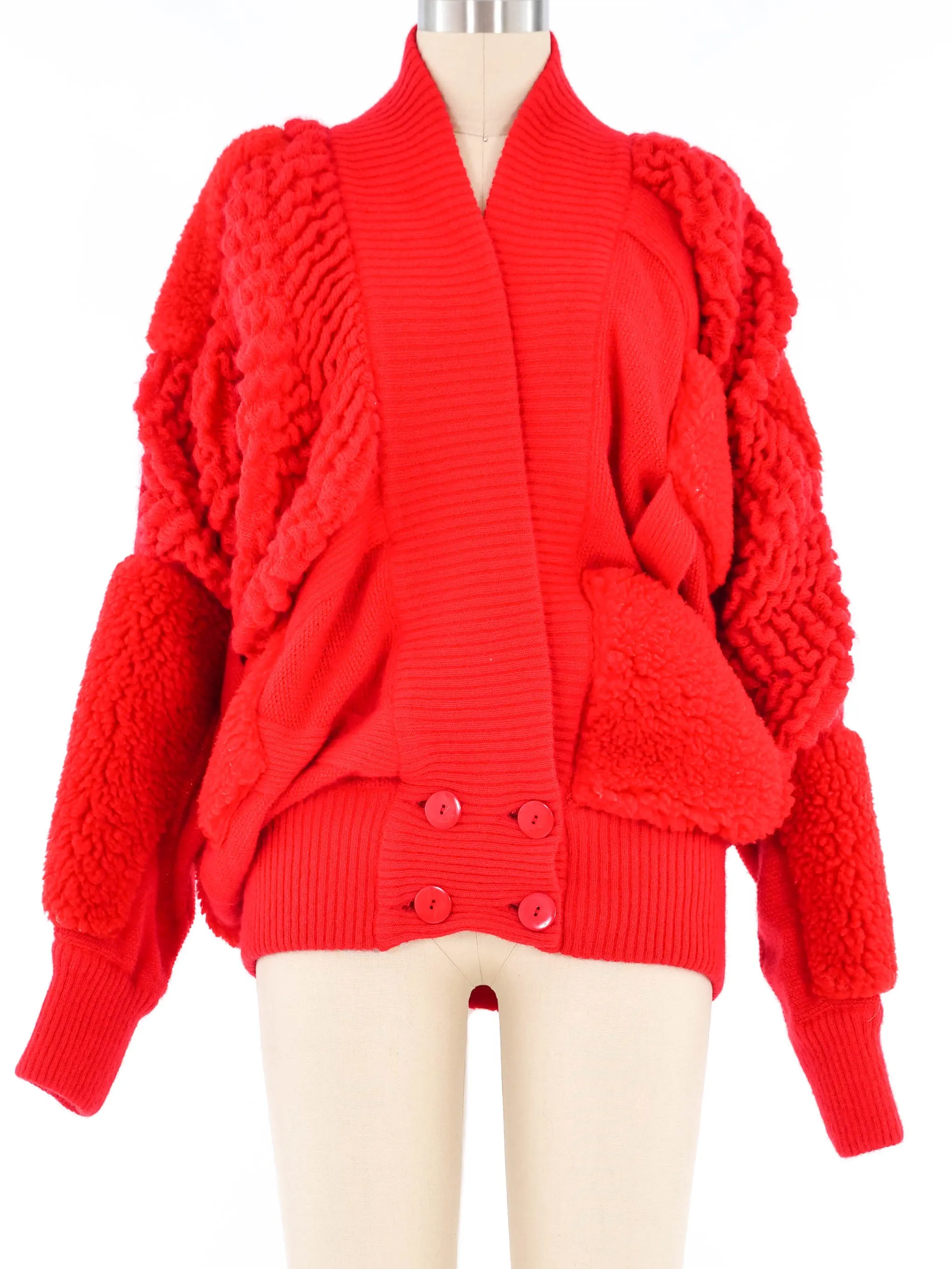 Escada Red Dimensional Sweater