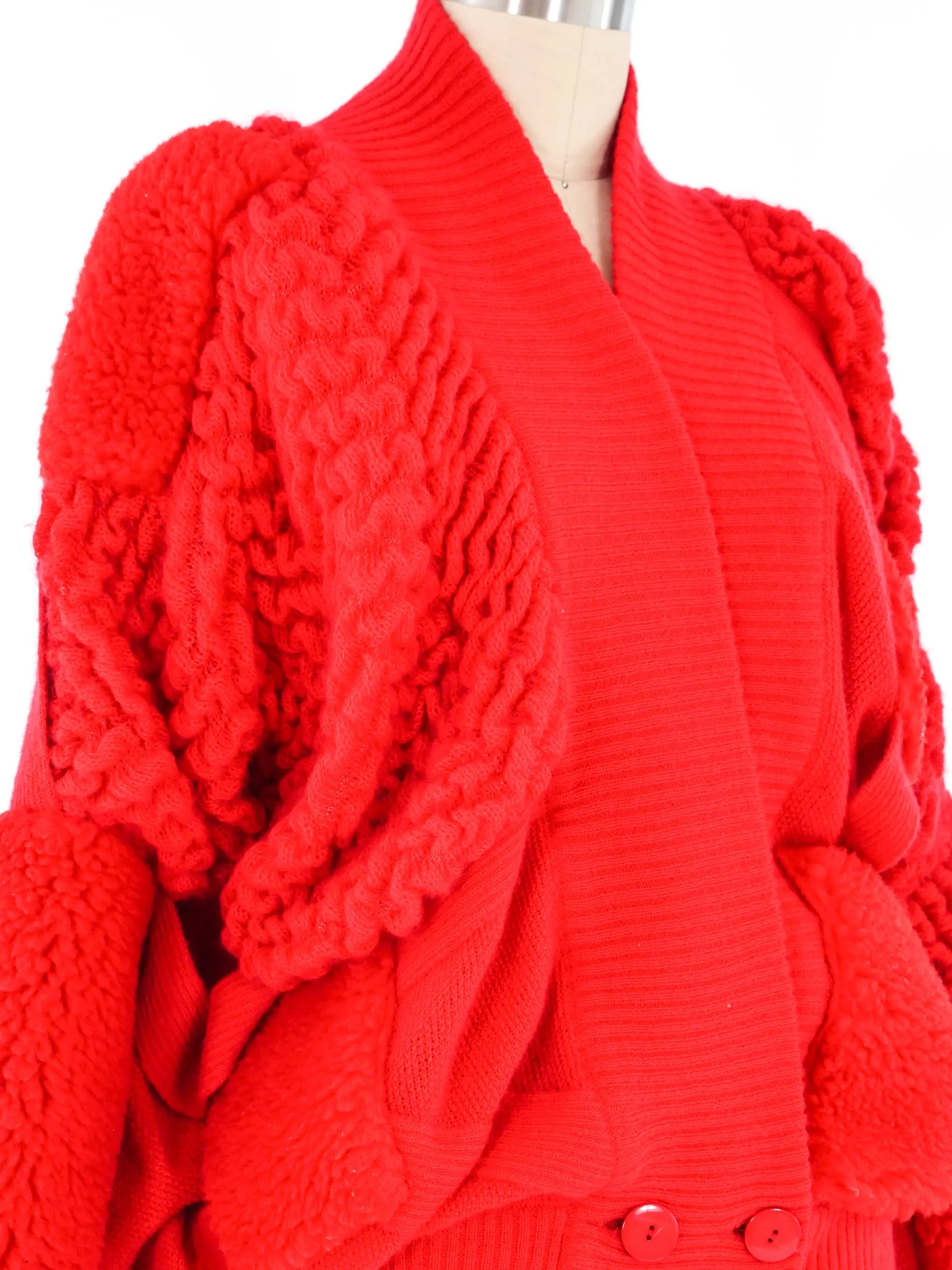 Escada Red Dimensional Sweater