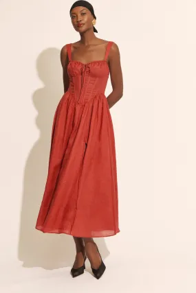 esra midi dress in fire red