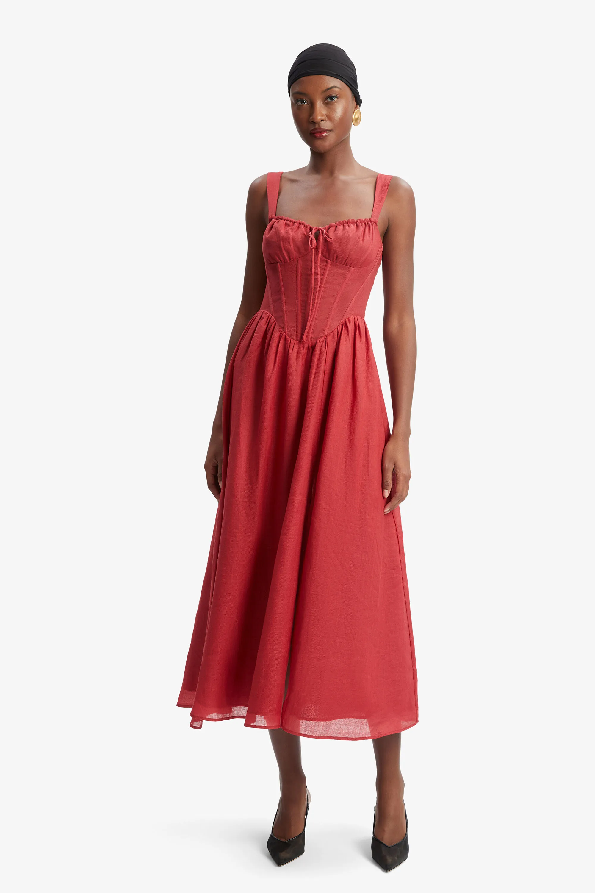 esra midi dress in fire red