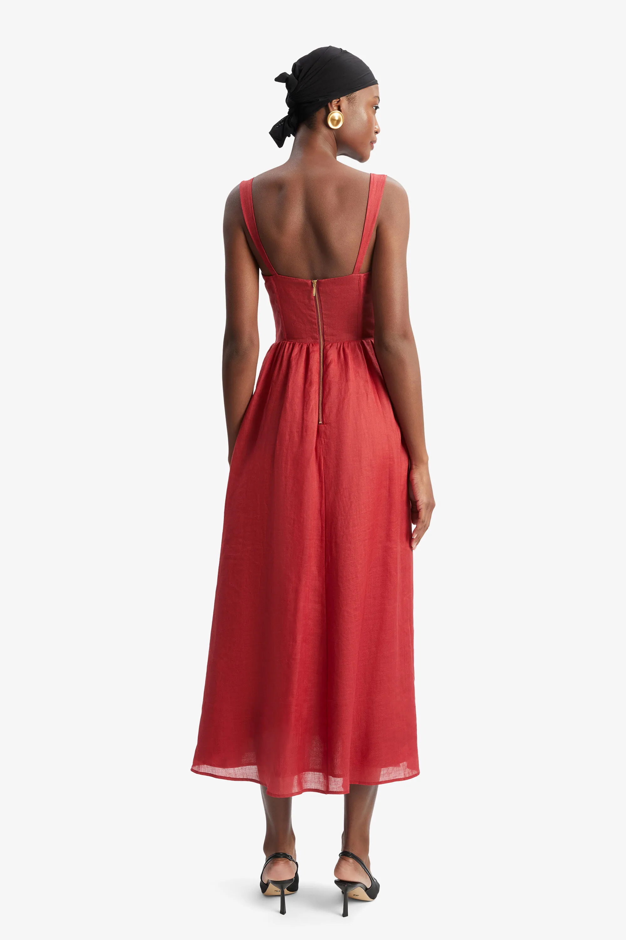 esra midi dress in fire red