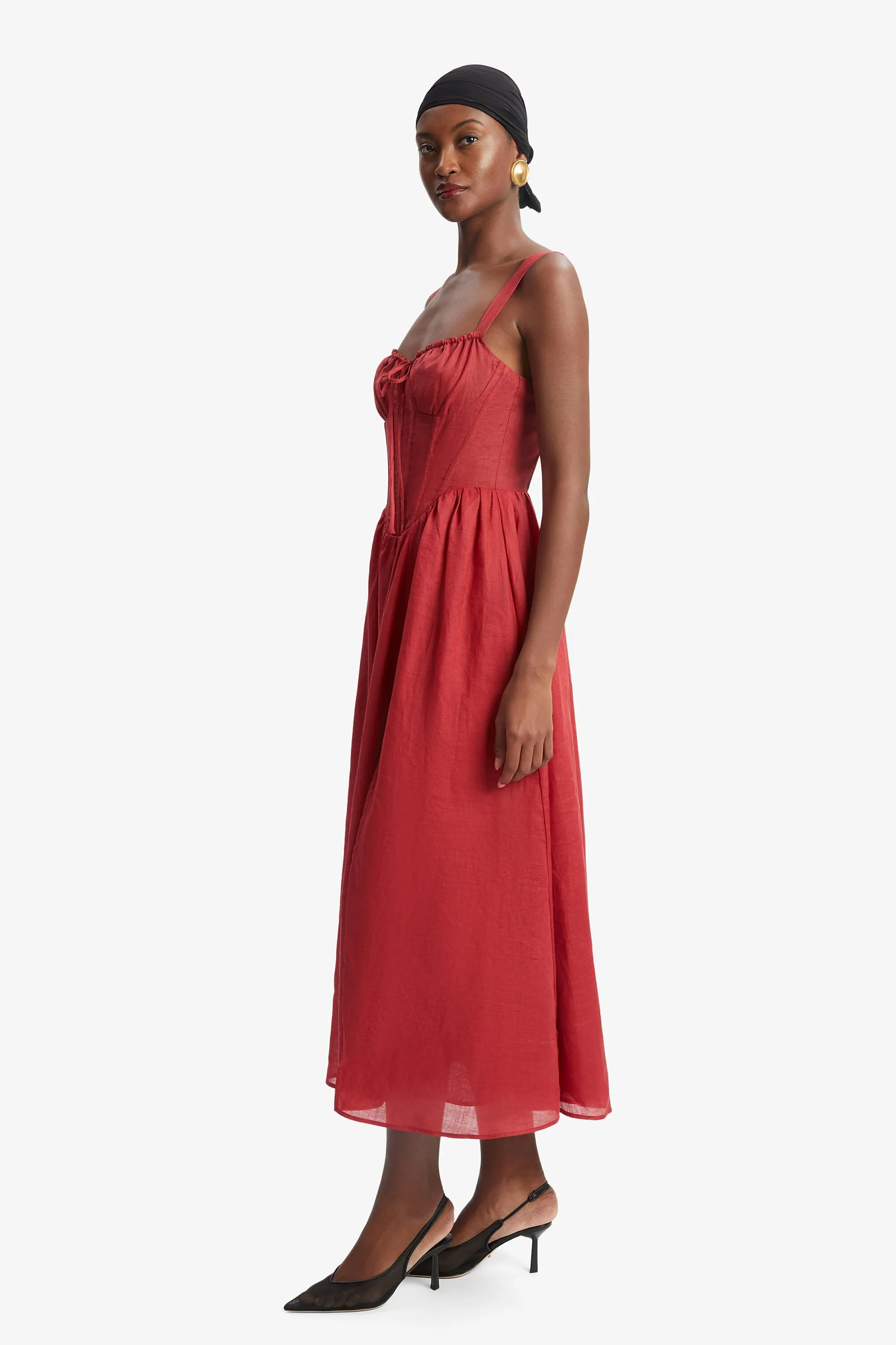 esra midi dress in fire red