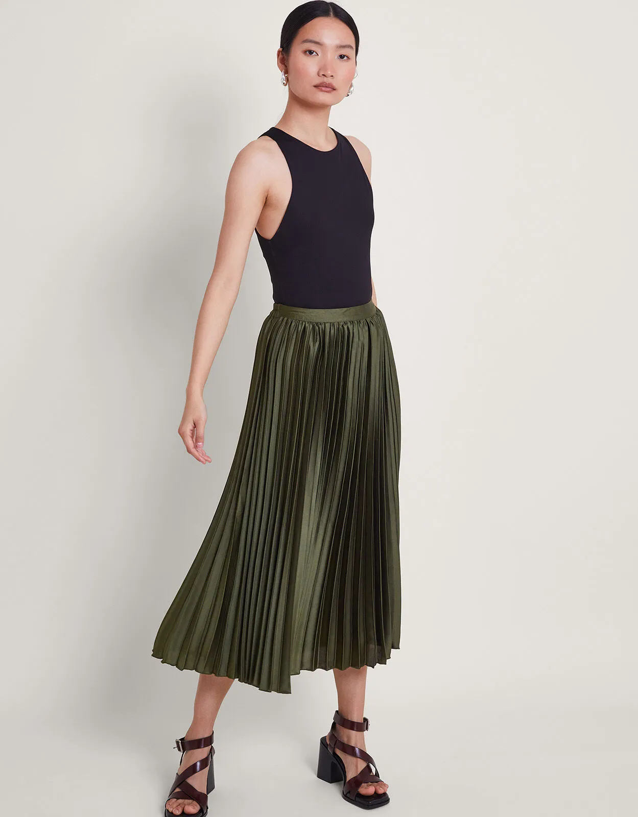 Evelyn Pleated Skirt Green