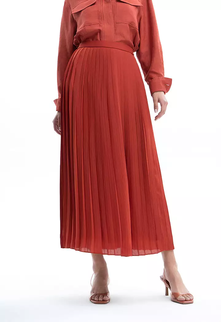 Even Pleated Solid Skirt