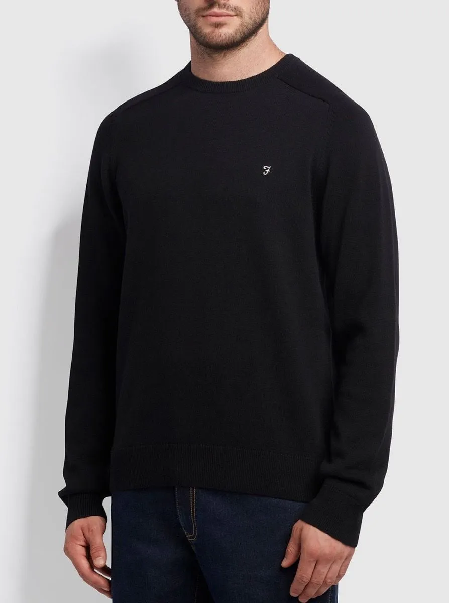 Farah Crew Neck Cotton Jumper Black