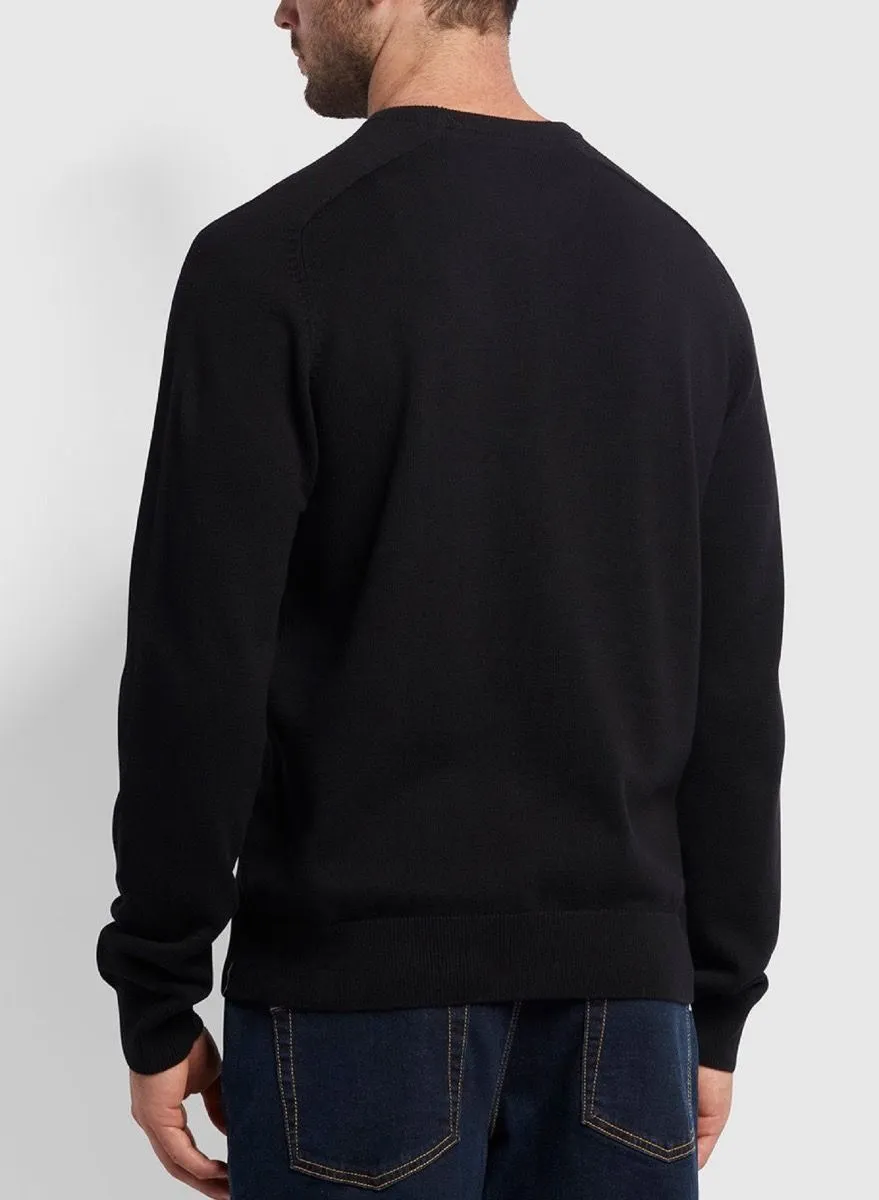 Farah Crew Neck Cotton Jumper Black