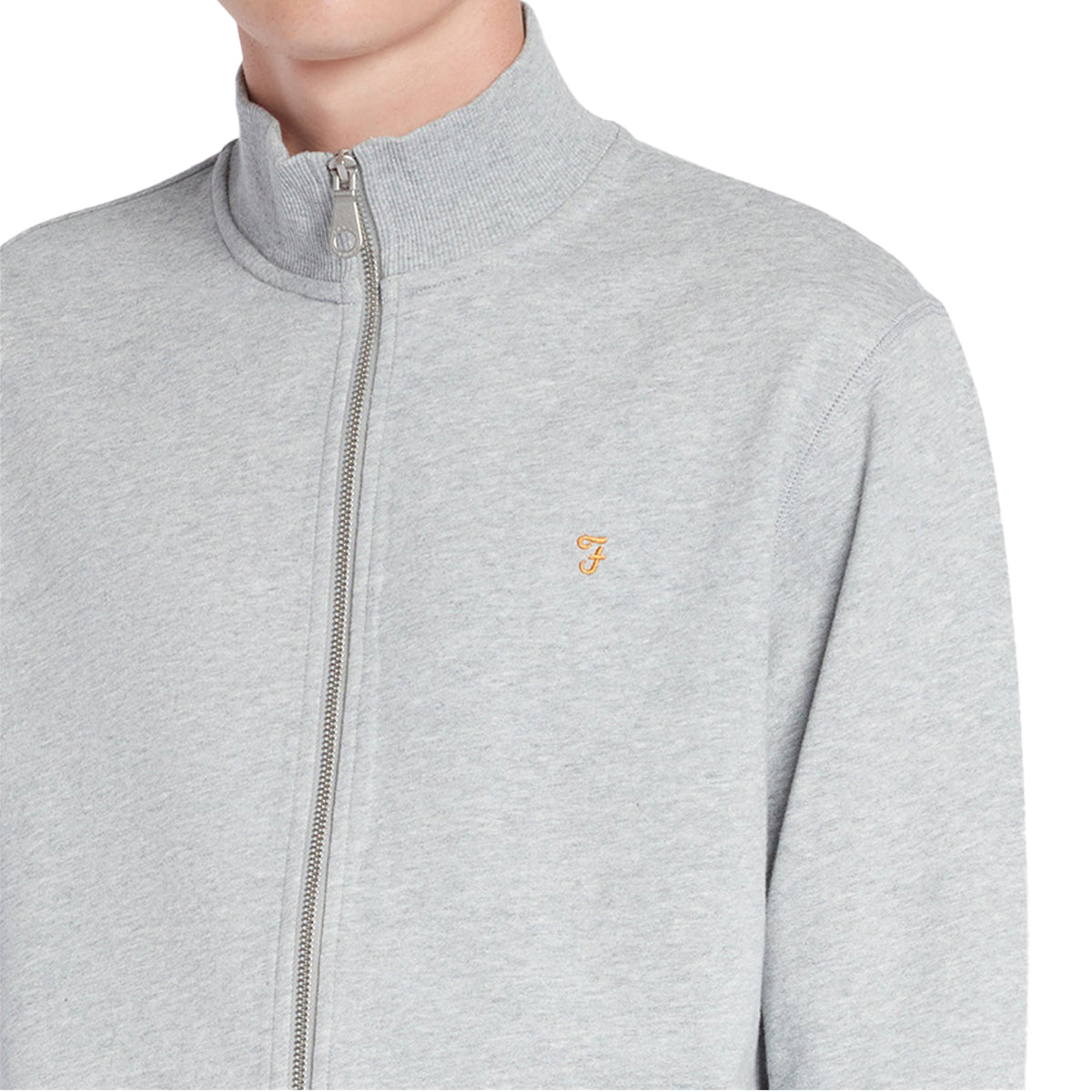 Farah Vance Full Zip Sweat - Light Grey Marl