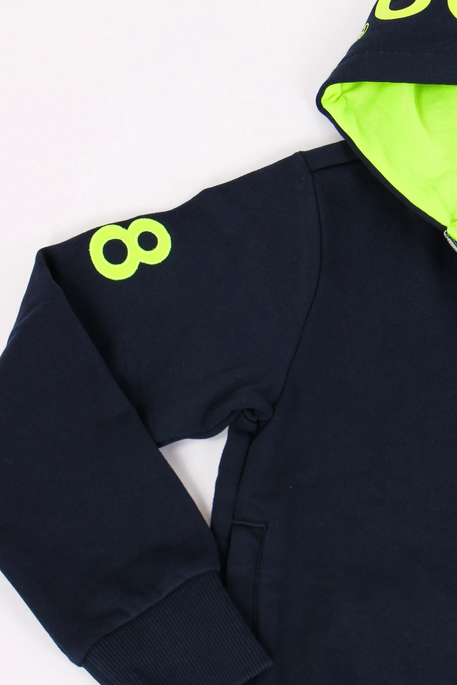 Felpa Full Zip Logo Fluo Navy Blue