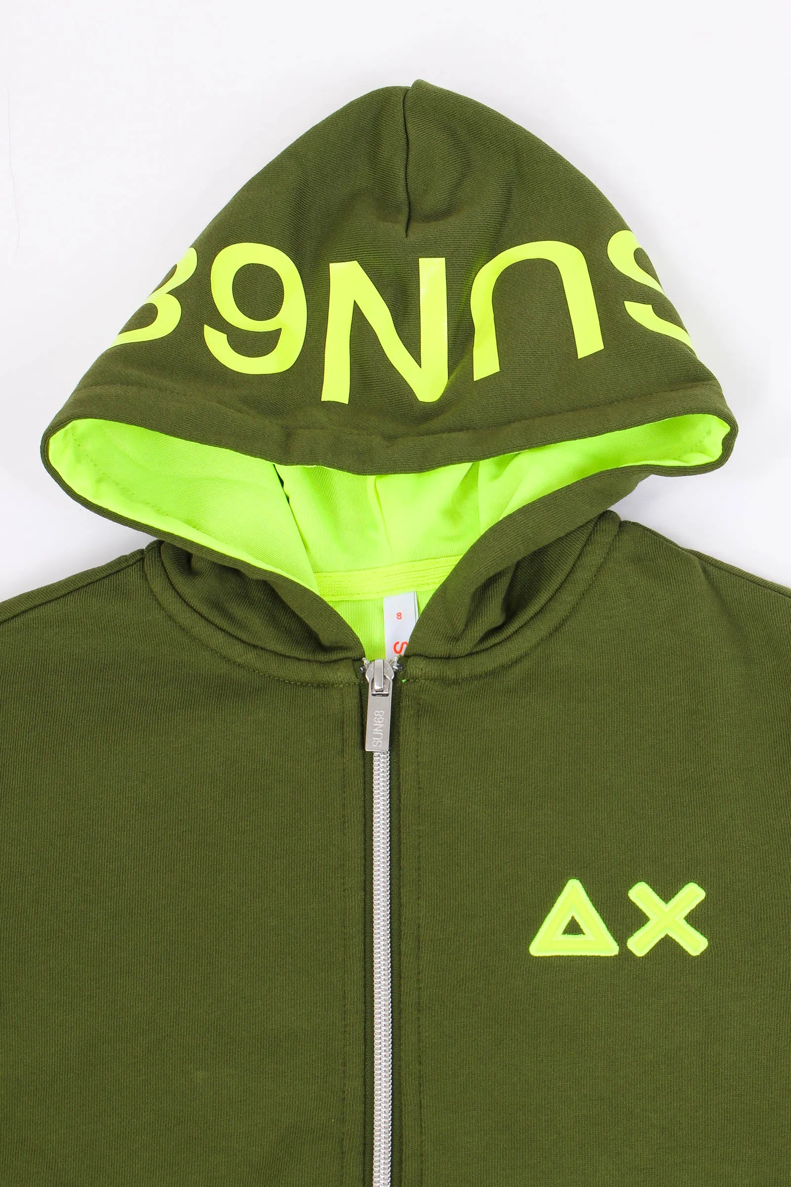 Felpa Full Zip Logo Fluo Verde