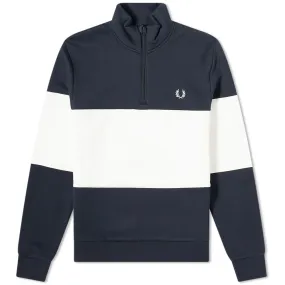 Fred Perry Colour Block Half Zip SweatNavy