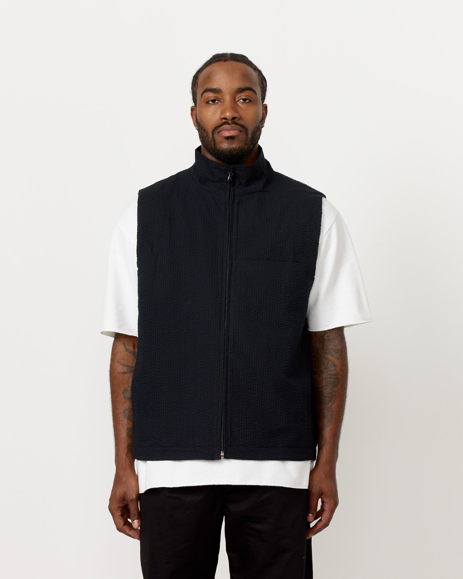 Full Zip Track Vest in Black