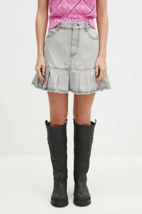 GANNI denim skirt Future Denim Pleated Mini Skirt gray color J1550