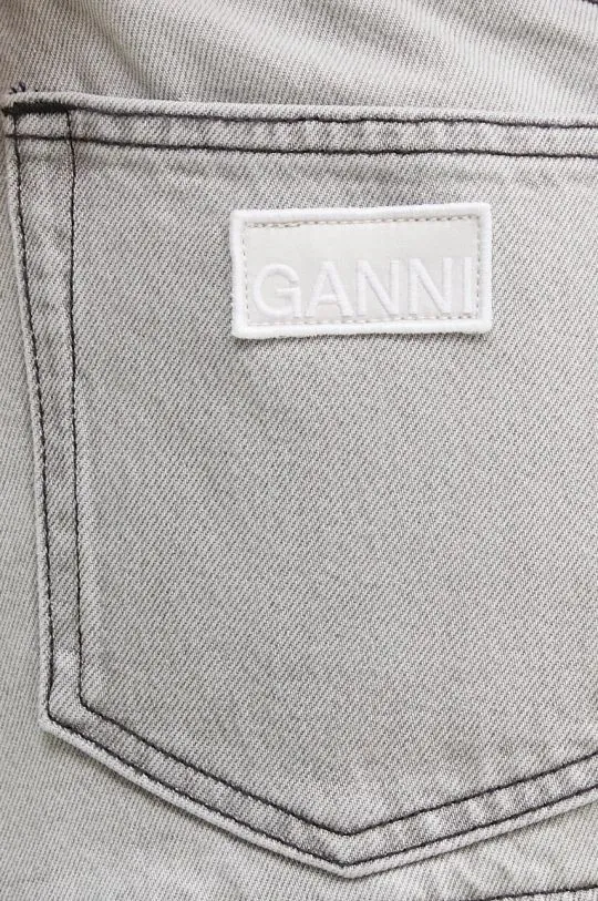 GANNI denim skirt Future Denim Pleated Mini Skirt gray color J1550