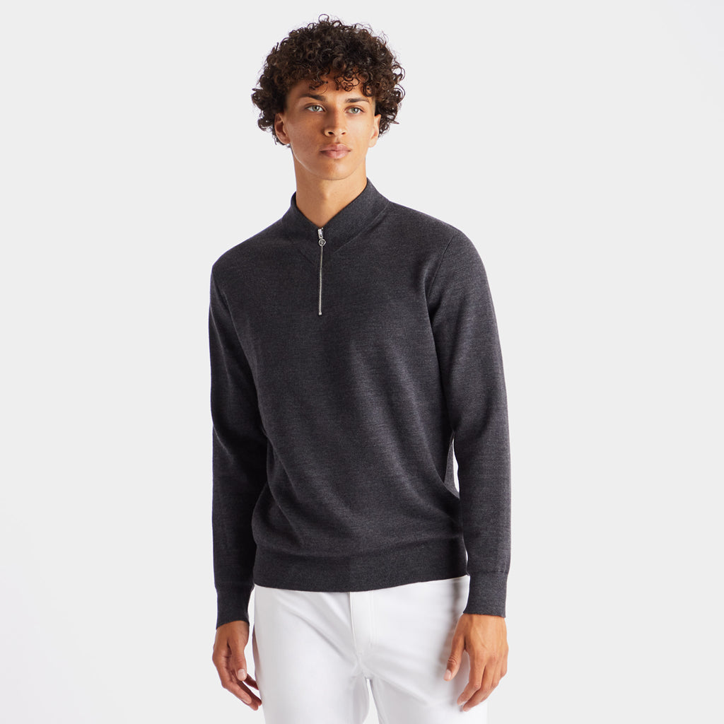 G/FORE V NECK QUARTER ZIP SWEATER DARK CHARCOAL HEATHER