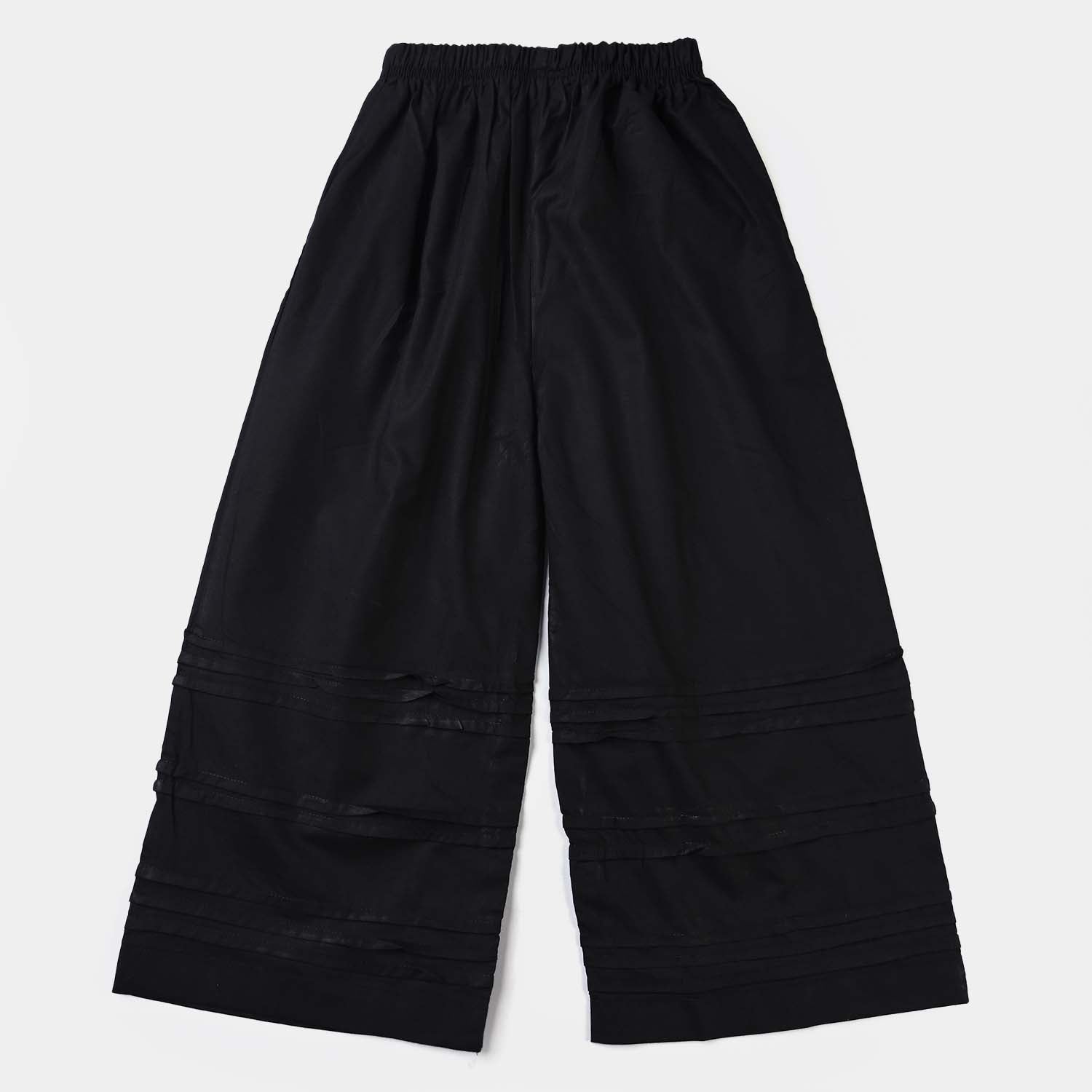 Girls Cotton Pleated Culottes-BLACK