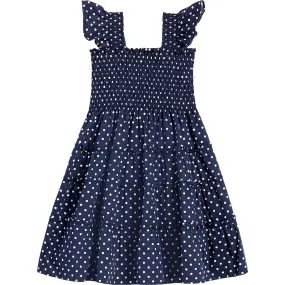 Hill House Home The Tiny Ellie Cotton Sateen Nap Polka Dot Dress, Navy