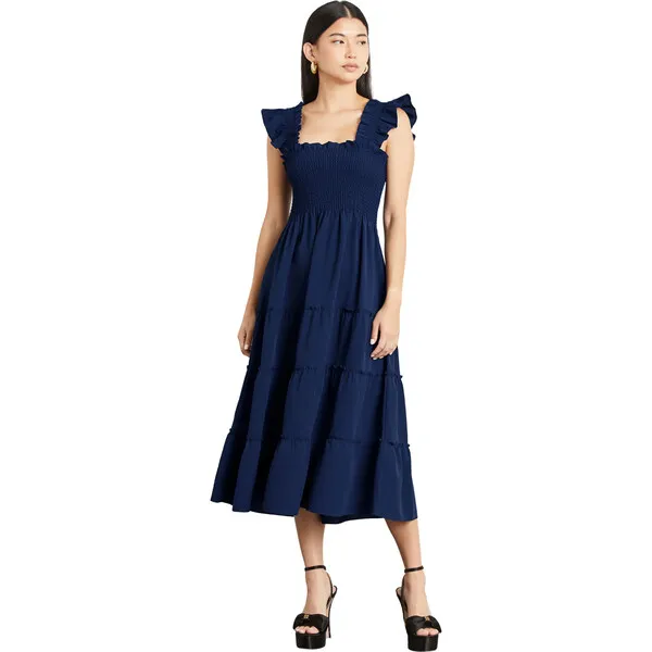 Hill House Home The Women's Ellie Nap Dress, Navy Crepe