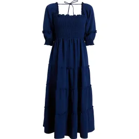 Hill House Home The Women's Nesli Nap Dress, Navy Poly Crepe