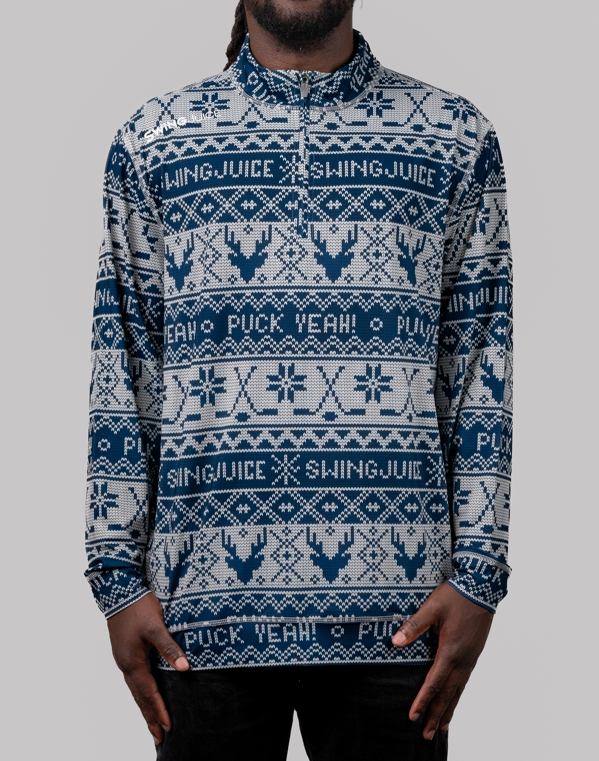 Hockey Puck Yeah Fairisle Men's Quarter Zip