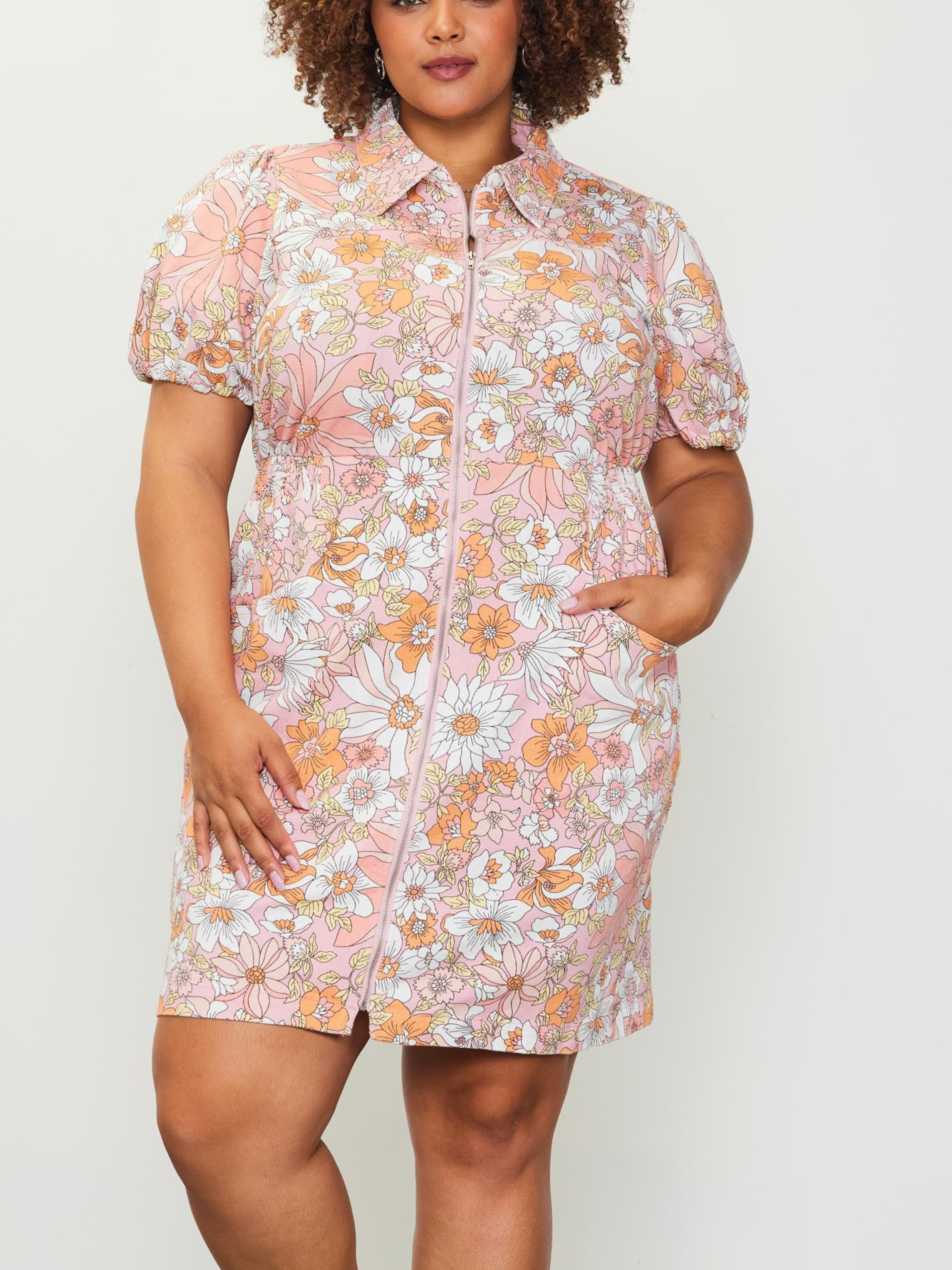 Hours of Flowers Zip Up Dress