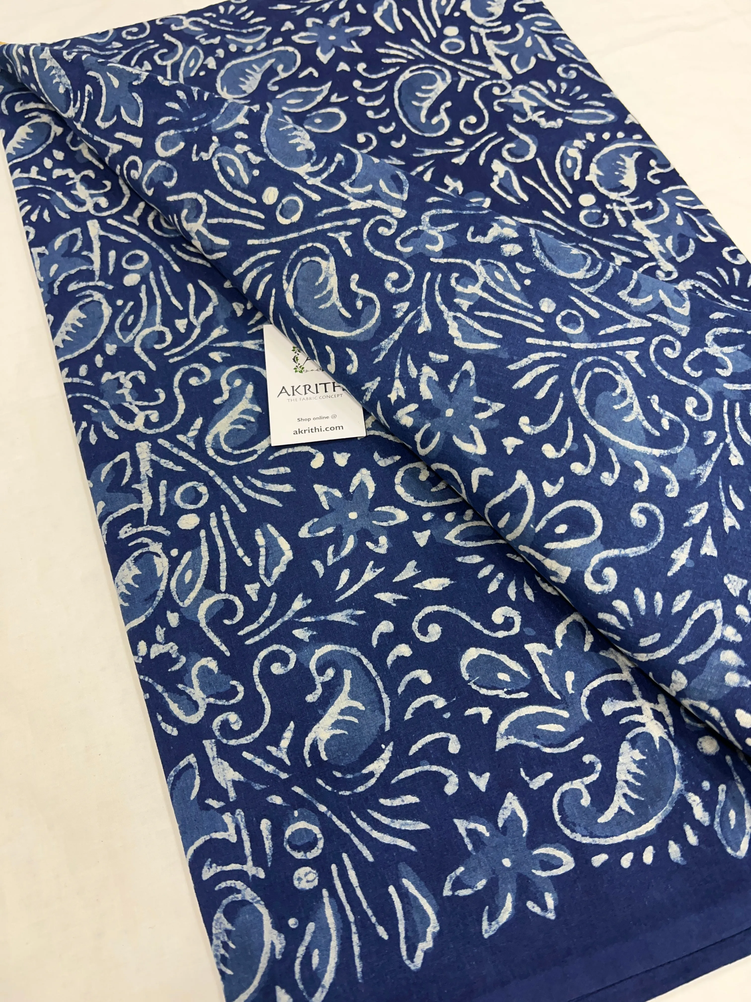 Indigo Printed pure cotton fabric