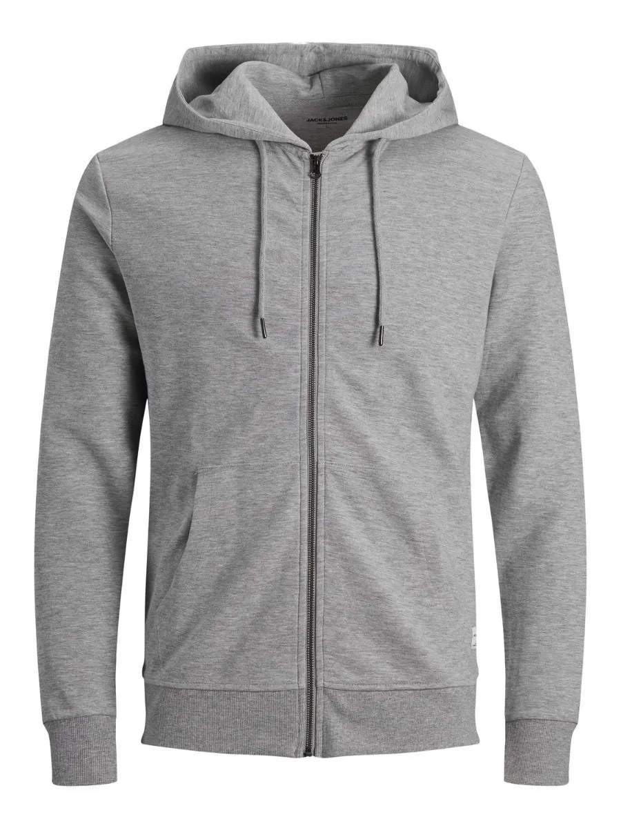 Jack & Jones Basic Zip Up Hooded Sweatshirts Light Grey Melange