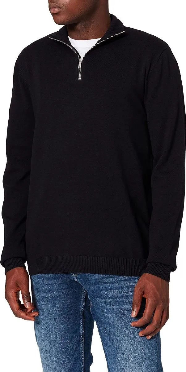 Jack & Jones Half Zip Knit Jumper Black