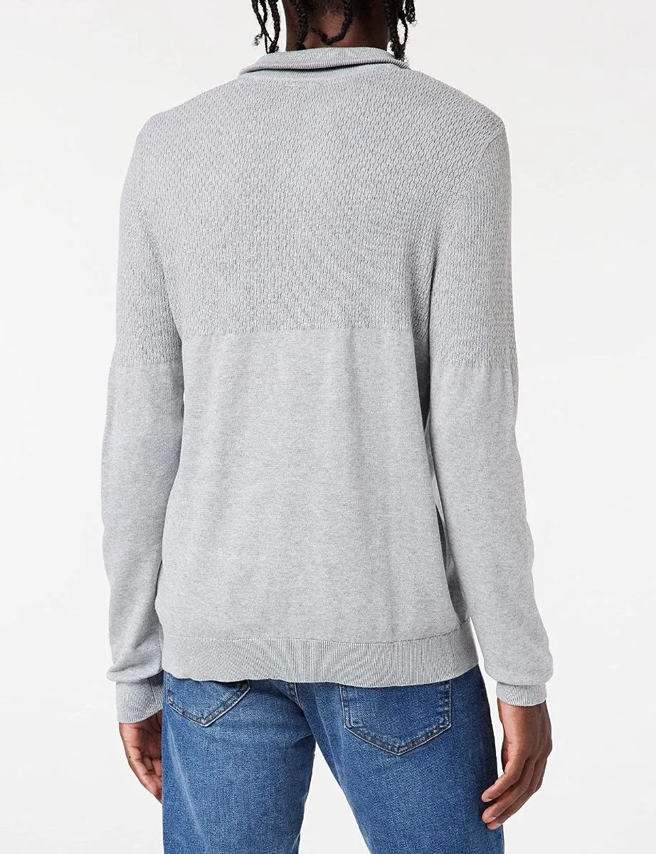 Jack & Jones Half Zip Knit Jumper Cool Grey