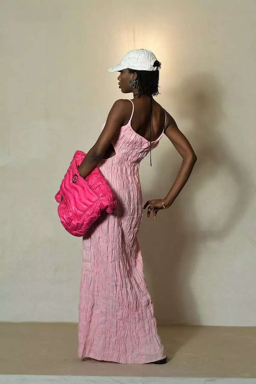 Jeudi Soir Pink Sleeveless Linen Dress