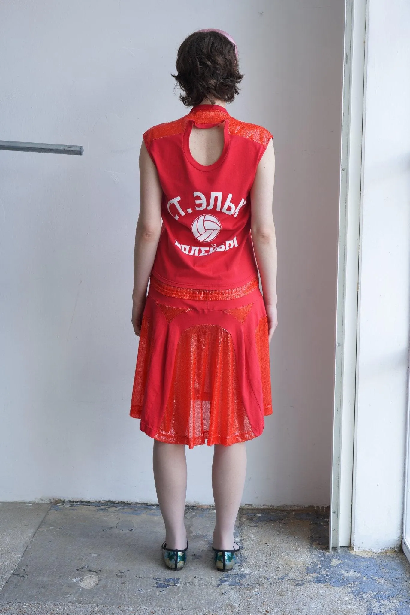 Junya Watanabe red sequin dress