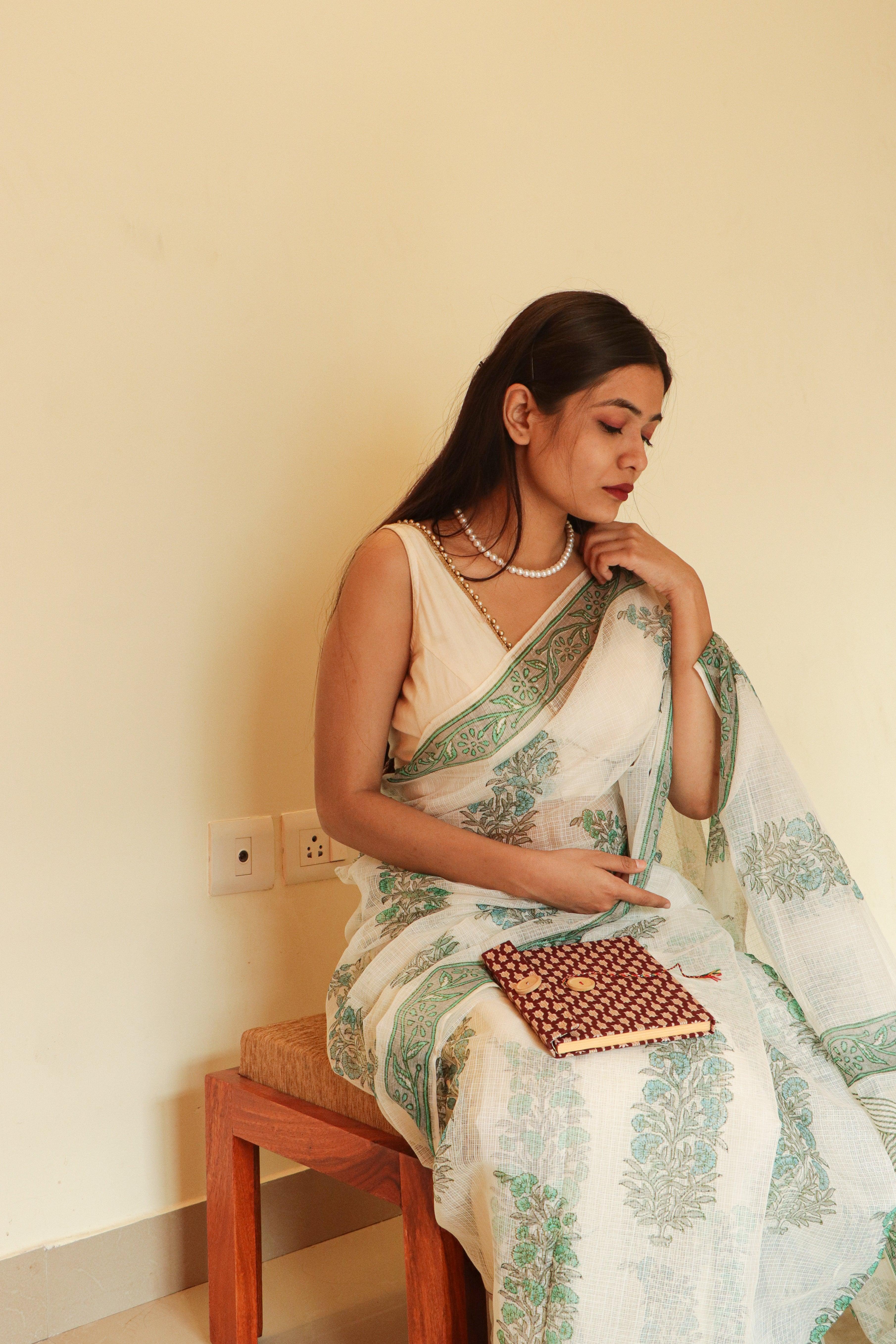 Kaisori Gulmohar Bagh Kota blockprinted saree