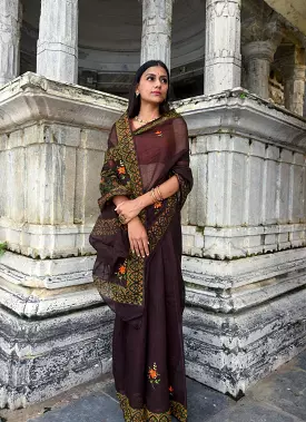 Kaisori Kota saree - Bagh Avantika embroidered and handblockprinted Kota saree