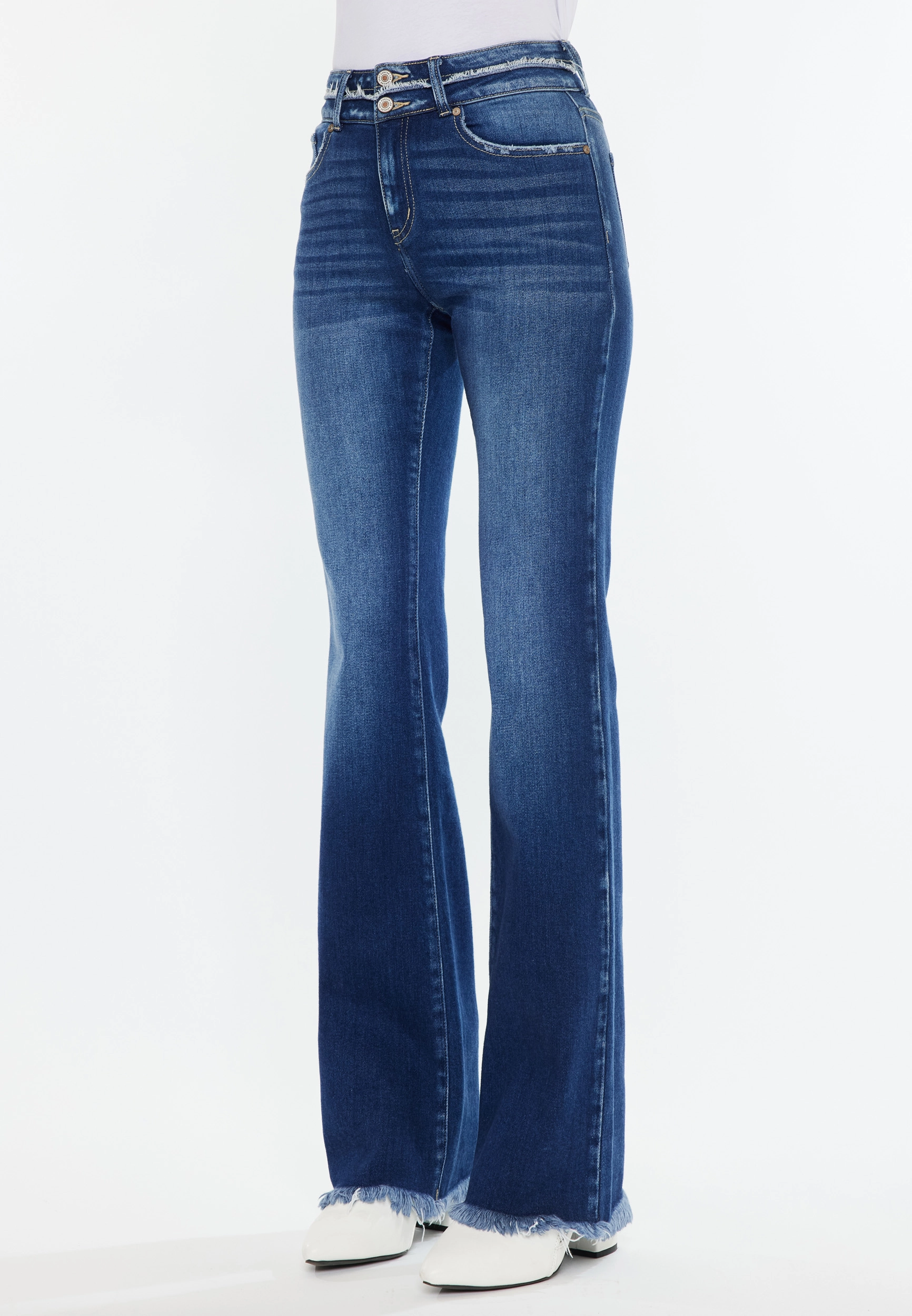 KanCan™ High Rise Curvy Double Button Bootcut Jean