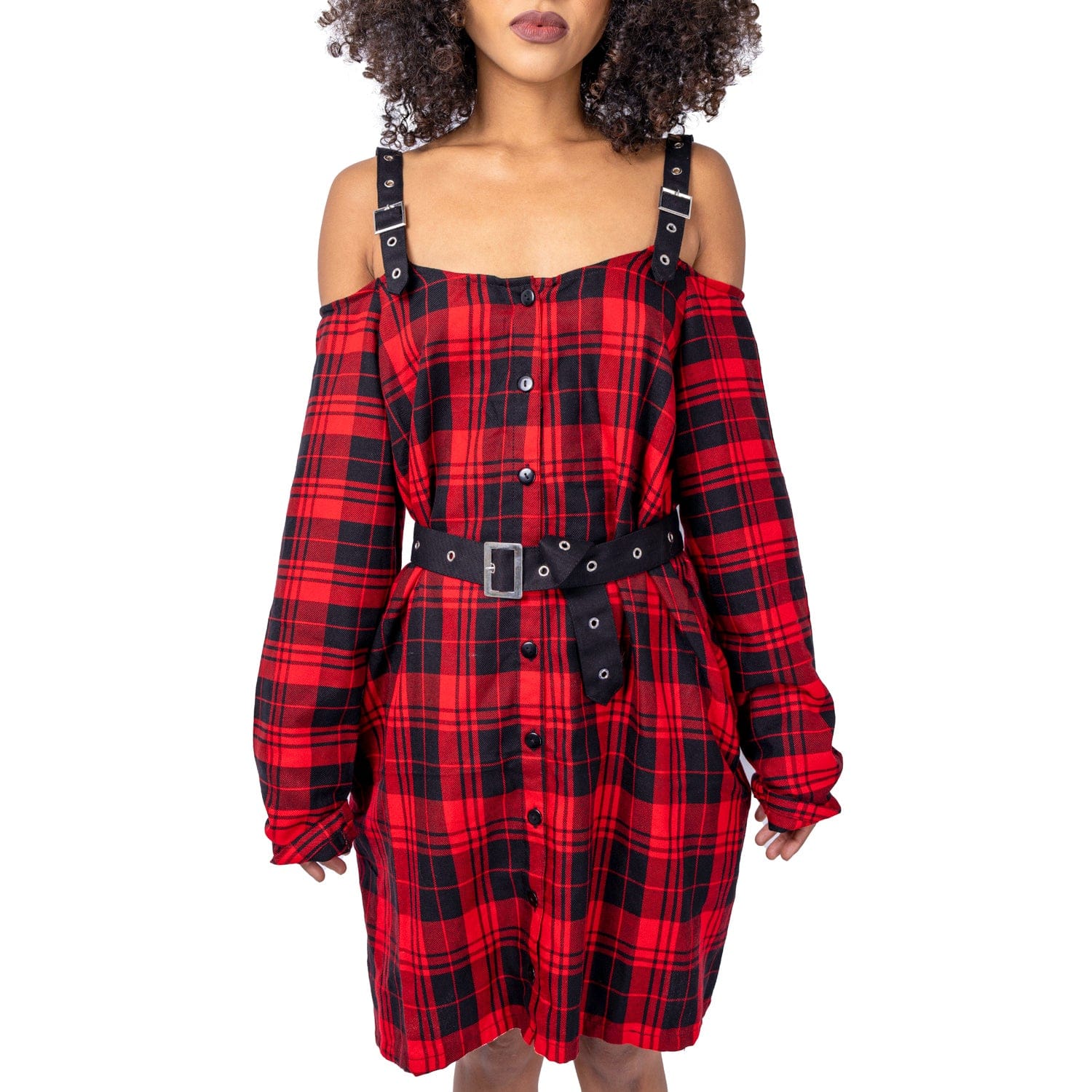 LABYRINTH DRESS - RED CHECK