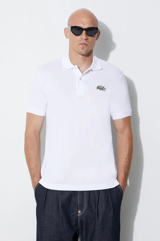 Lacoste cotton polo shirt x Netflix white color