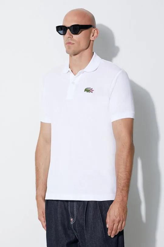 Lacoste cotton polo shirt x Netflix white color